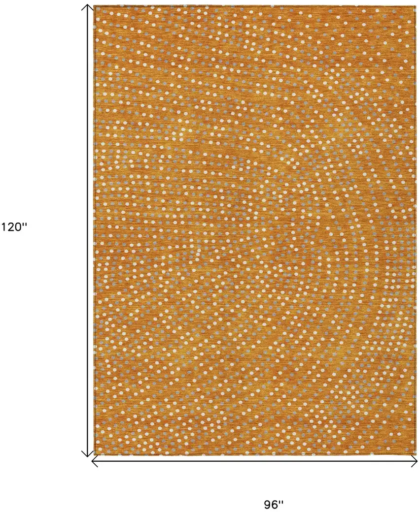 Orange Gray And Ivory Polka Dot Washable Indoor Outdoor Area Rug Photo 3