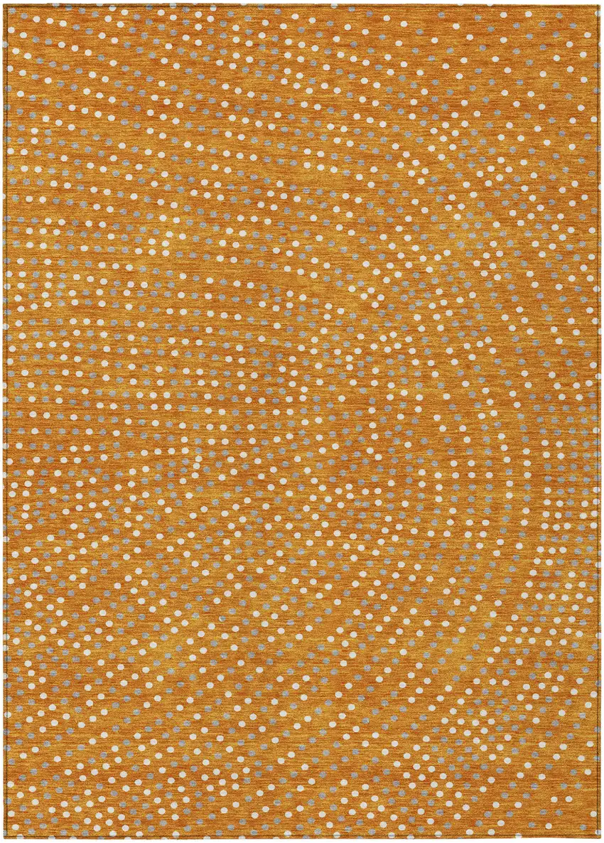Orange Gray And Ivory Polka Dot Washable Indoor Outdoor Area Rug Photo 2