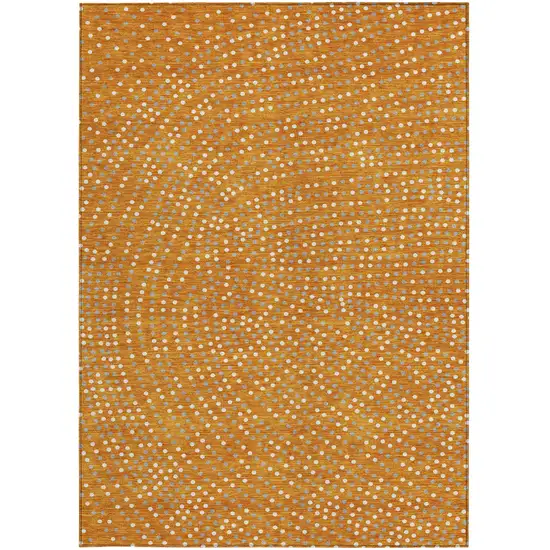 Orange Gray And Ivory Polka Dot Washable Indoor Outdoor Area Rug Photo 8