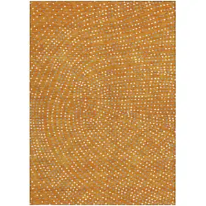 Photo of Orange Gray And Ivory Polka Dot Washable Indoor Outdoor Area Rug