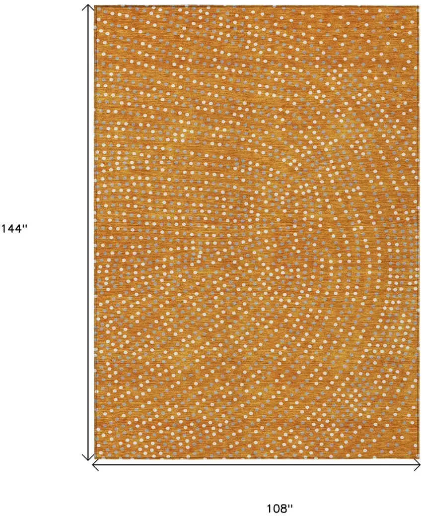 Orange Gray And Ivory Polka Dot Washable Indoor Outdoor Area Rug Photo 3
