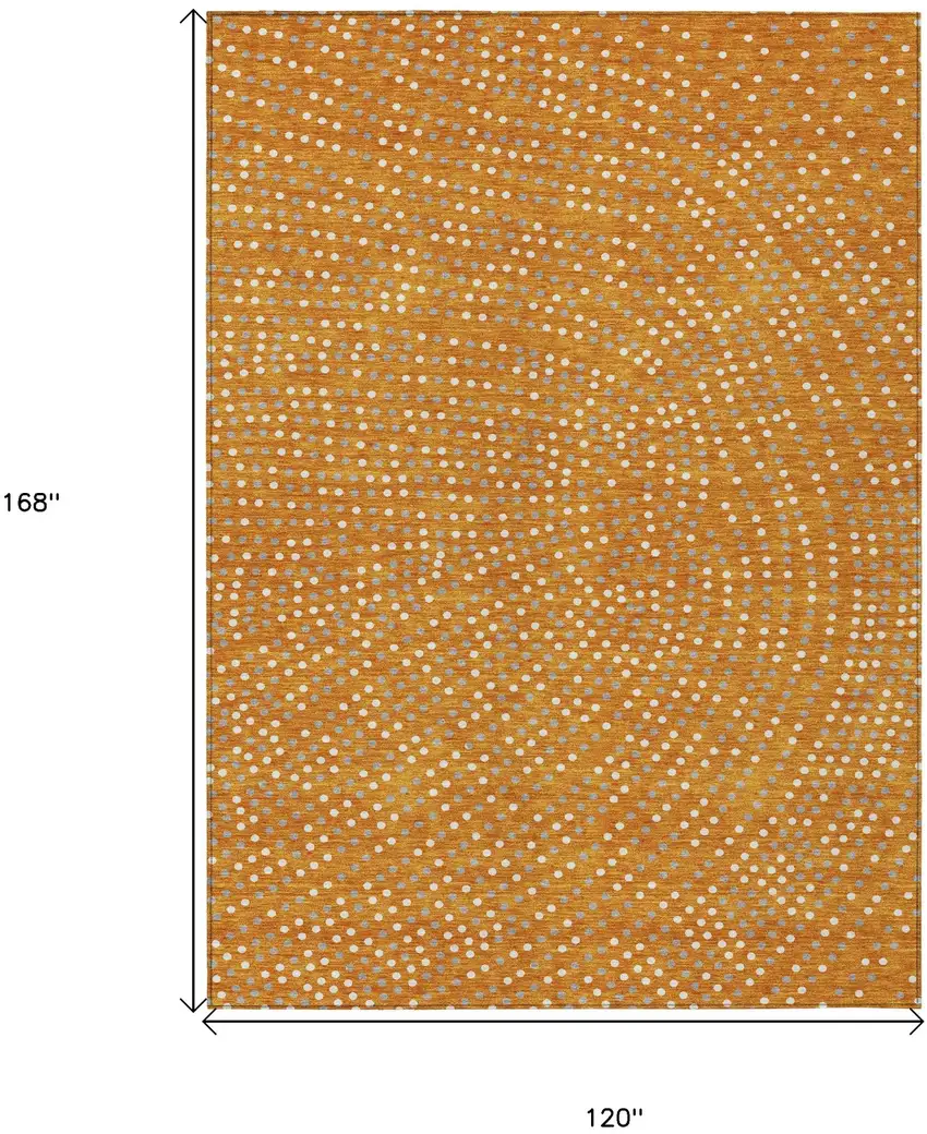 Orange Gray And Ivory Polka Dot Washable Indoor Outdoor Area Rug Photo 3