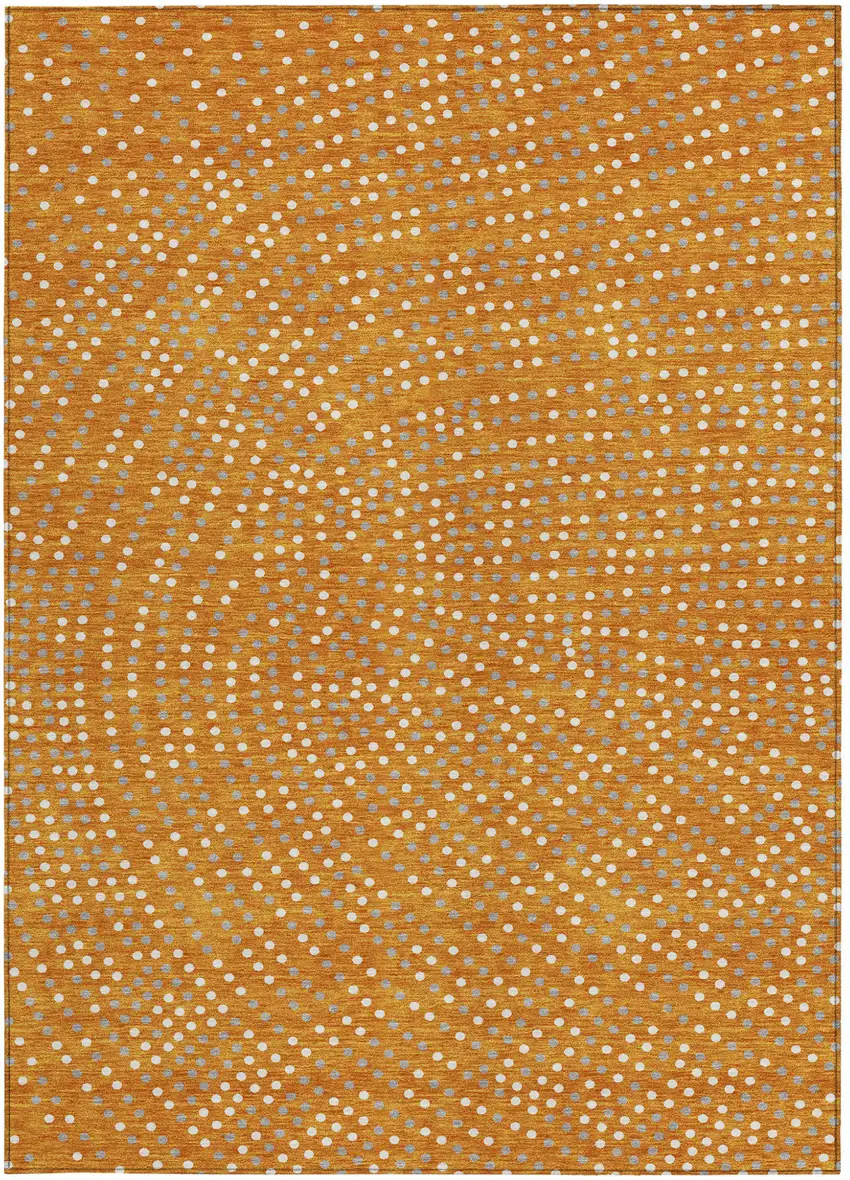 Orange Gray And Ivory Polka Dot Washable Indoor Outdoor Area Rug Photo 8