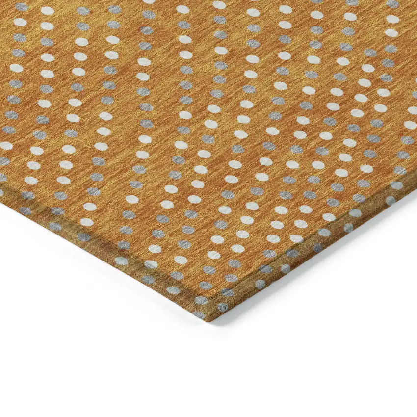 Orange Gray And Ivory Polka Dot Washable Indoor Outdoor Area Rug Photo 5