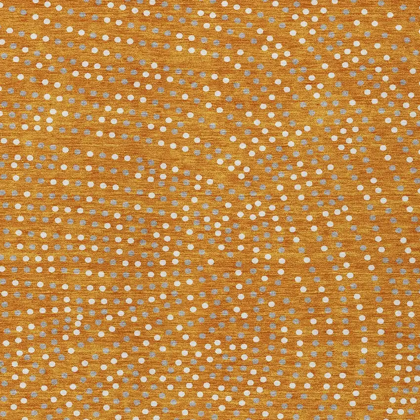 Orange Gray And Ivory Polka Dot Washable Indoor Outdoor Area Rug Photo 7