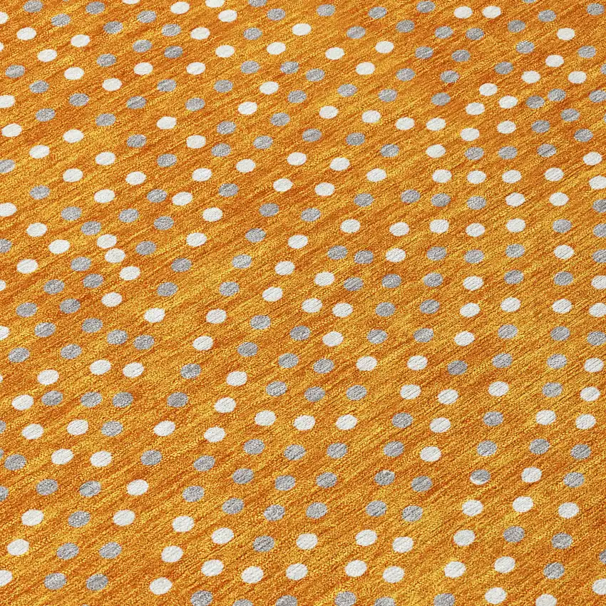 Orange Gray And Ivory Polka Dot Washable Indoor Outdoor Area Rug Photo 6