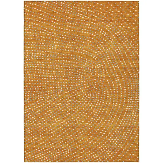 Orange Gray And Ivory Polka Dot Washable Indoor Outdoor Area Rug Photo 2