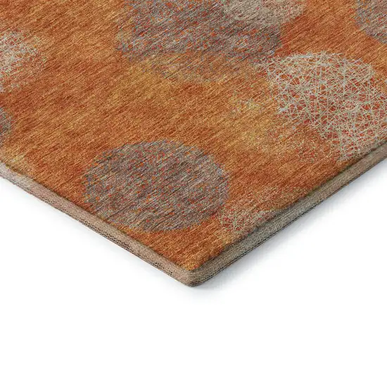Orange Gray And Silver Abstract Washable Area Rug With UV Protection Photo 7