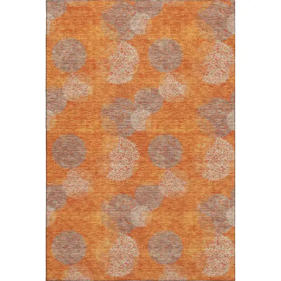 Orange Gray And Silver Abstract Washable Area Rug With UV Protection Photo 4