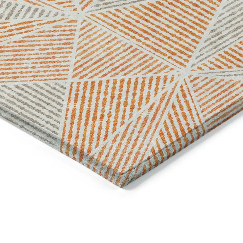 Orange Gray And Silver Geometric Washable Indoor Outdoor Area Rug Photo 4