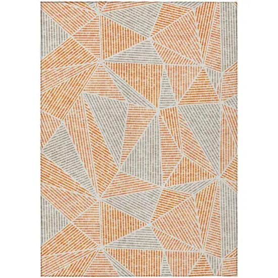 Orange Gray And Silver Geometric Washable Indoor Outdoor Area Rug Photo 2