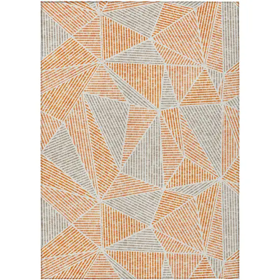 Orange Gray And Silver Geometric Washable Indoor Outdoor Area Rug Photo 2