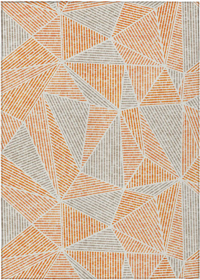 Orange Gray And Silver Geometric Washable Indoor Outdoor Area Rug Photo 2