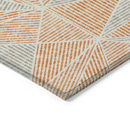 Orange Gray And Silver Geometric Washable Indoor Outdoor Area Rug Photo 4