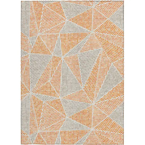 Orange Gray And Silver Geometric Washable Indoor Outdoor Area Rug Photo 6