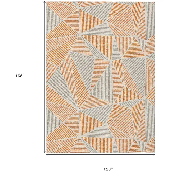 Orange Gray And Silver Geometric Washable Indoor Outdoor Area Rug Photo 3