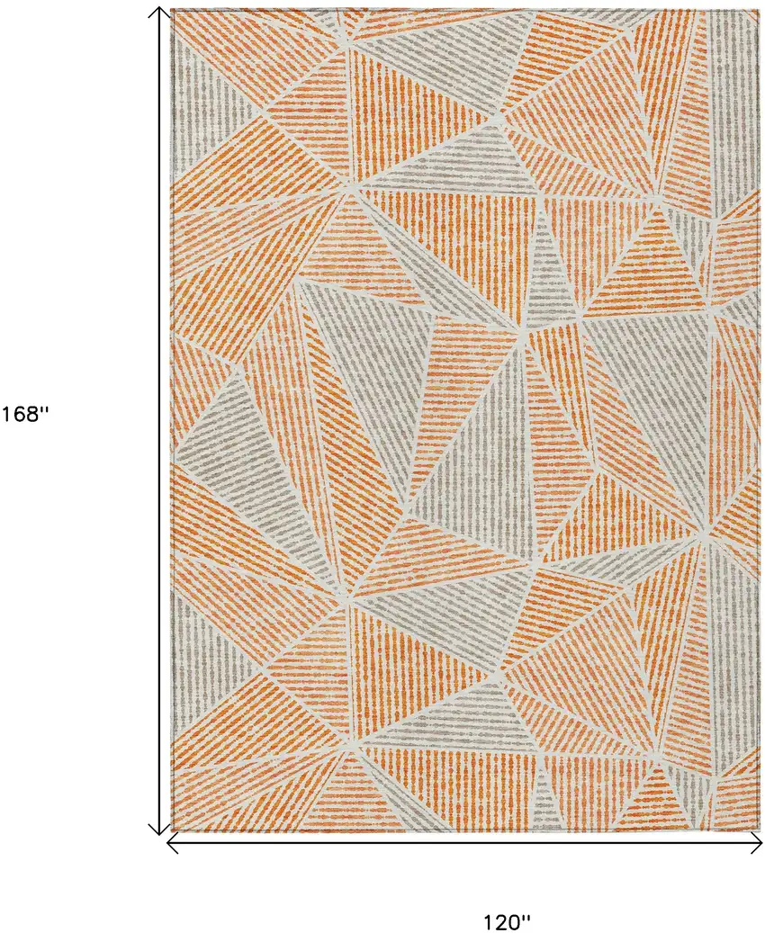 Orange Gray And Silver Geometric Washable Indoor Outdoor Area Rug Photo 3