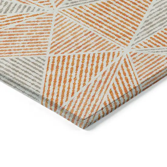 Orange Gray And Silver Geometric Washable Indoor Outdoor Area Rug Photo 4