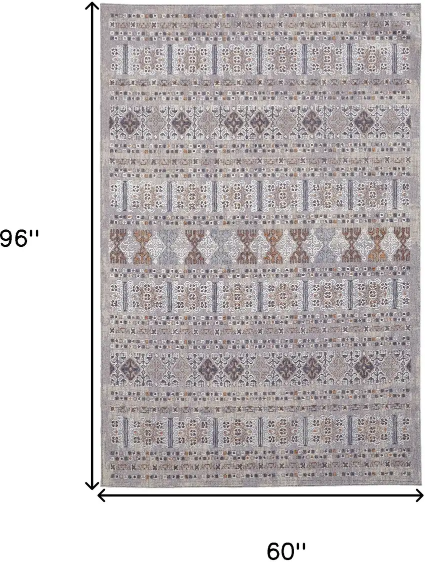 Gray and White Geometric Power Loom Distressed Area Rug Photo 3