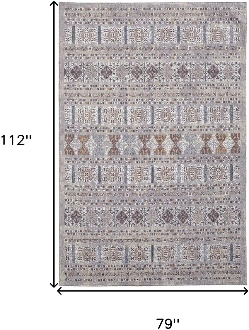 Gray and White Geometric Power Loom Distressed Area Rug Photo 3