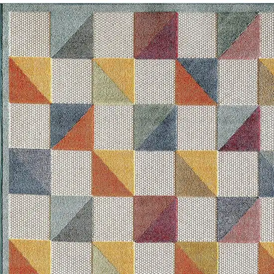 Orange And Ivory Geometric Stain Resistant Indoor Outdoor Area Rug Photo 4