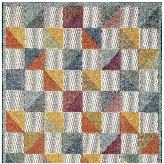 Orange And Ivory Geometric Stain Resistant Indoor Outdoor Area Rug Photo 5