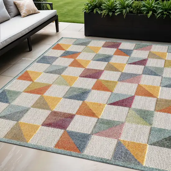 Orange And Ivory Indoor Outdoor Area Rug Photo 2