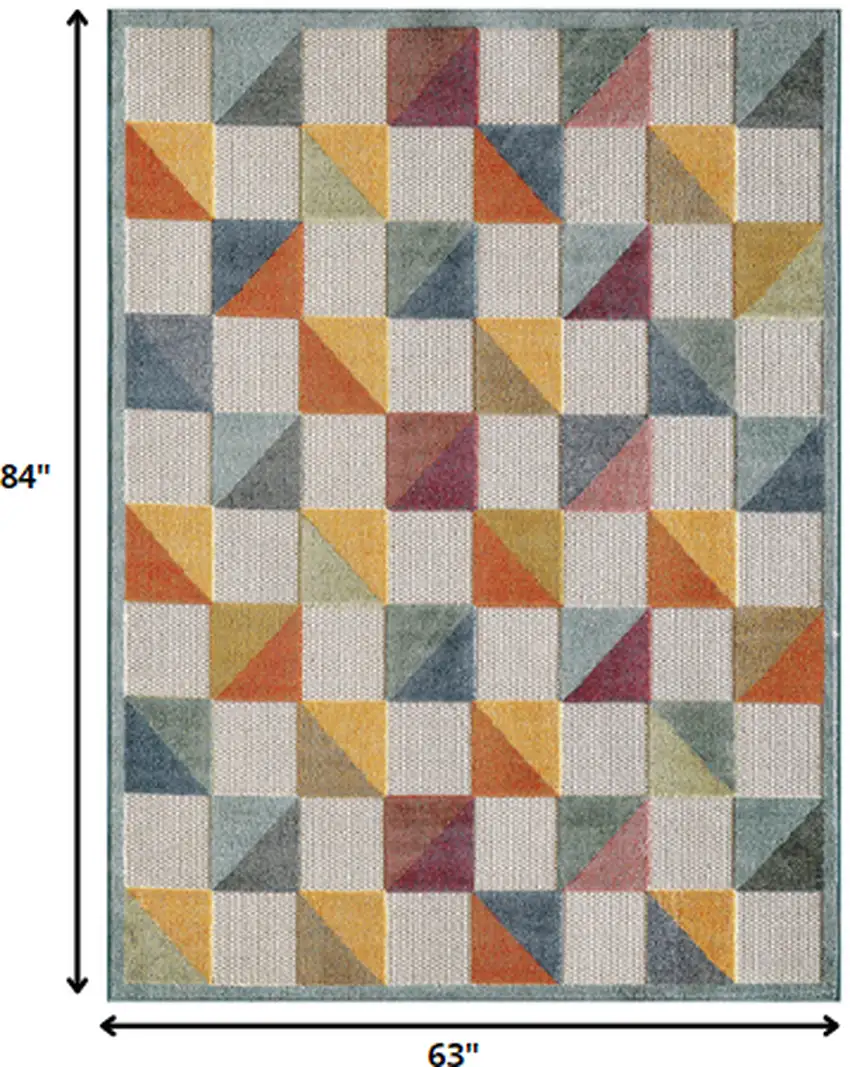 Orange And Ivory Geometric Stain Resistant Indoor Outdoor Area Rug Photo 8