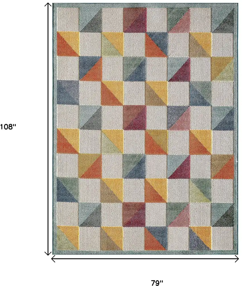 Orange Gray Triangle Indoor Outdoor Area Rug Photo 8