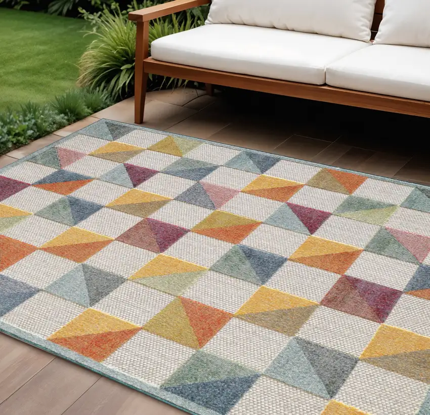 Orange And Ivory Indoor Outdoor Area Rug Photo 1