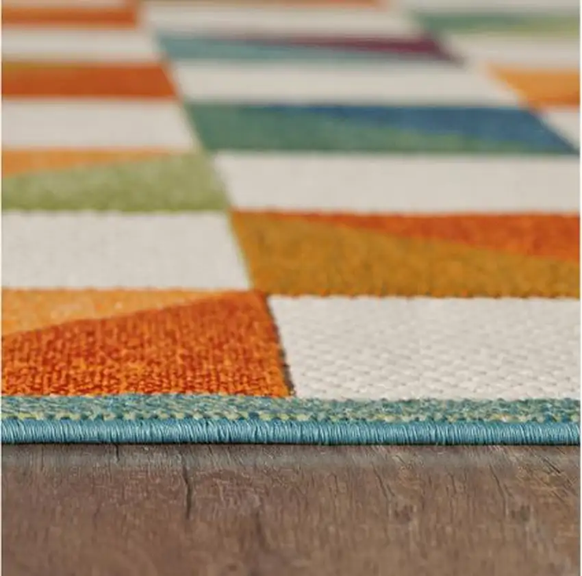 Orange And Ivory Indoor Outdoor Area Rug Photo 3
