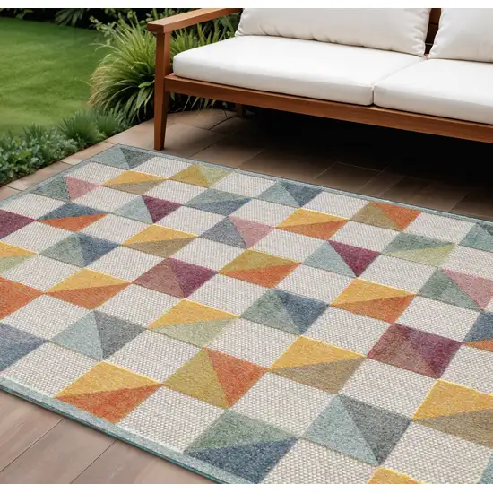 Orange And Ivory Indoor Outdoor Area Rug Photo 2