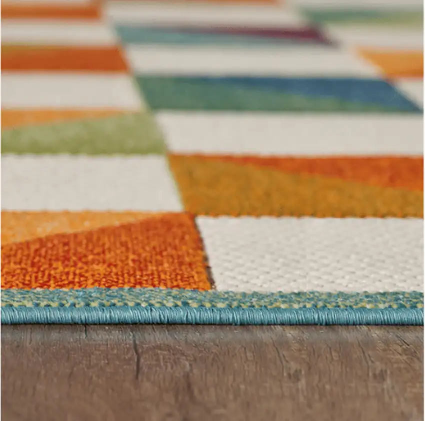 Orange Gray Triangle Indoor Outdoor Area Rug Photo 8
