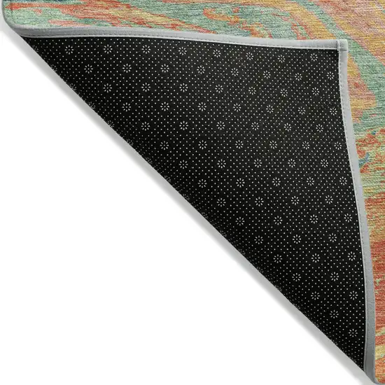 Orange Green And Beige Abstract Washable Indoor Outdoor Area Rug Photo 3