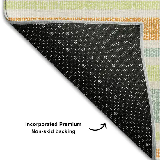 Orange Green And Blue Striped Washable Area Rug With UV Protection Photo 8