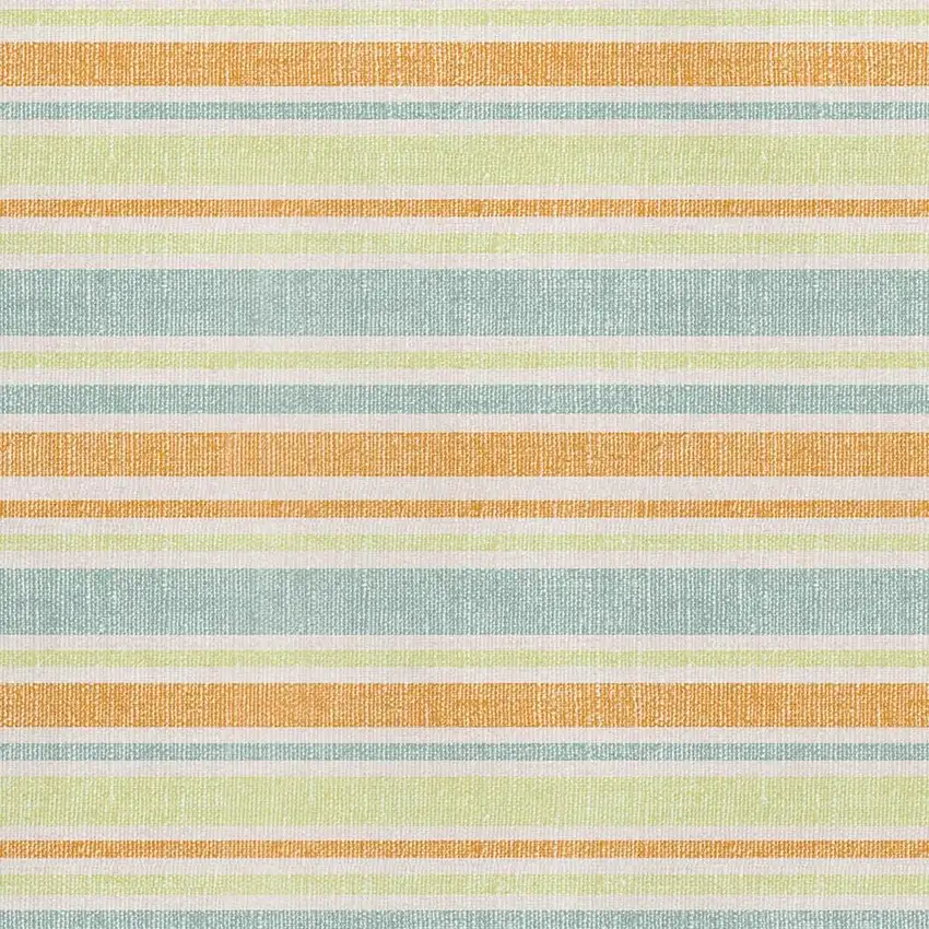 Orange Green And Blue Striped Washable Area Rug With UV Protection Photo 4