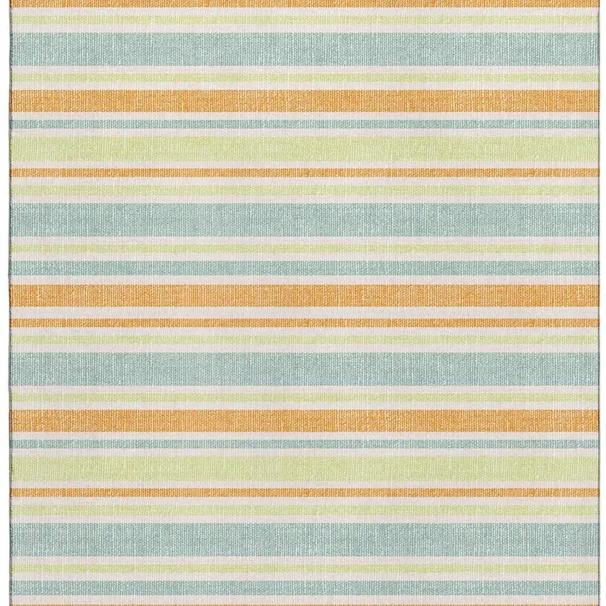 Orange Green And Blue Striped Washable Area Rug With UV Protection Photo 4