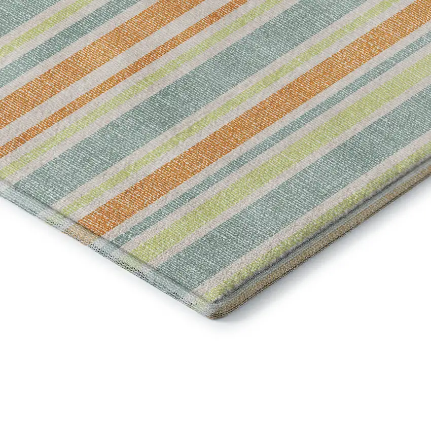 Orange Green And Blue Striped Washable Area Rug With UV Protection Photo 8