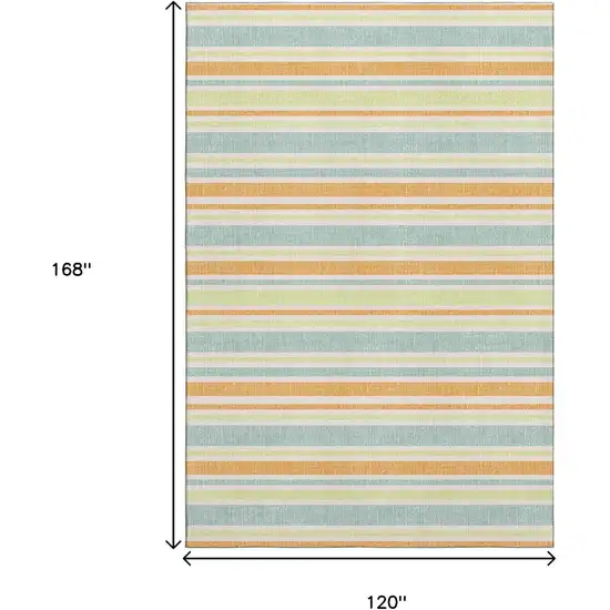 Orange Green And Blue Striped Washable Area Rug With UV Protection Photo 3