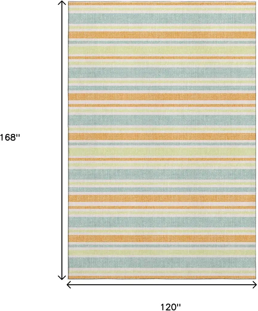 Orange Green And Blue Striped Washable Area Rug With UV Protection Photo 3