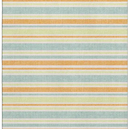 Orange Green And Blue Striped Washable Area Rug With UV Protection Photo 4