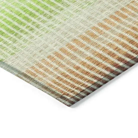 Orange Green And Blue Striped Washable Indoor Outdoor Area Rug Photo 4
