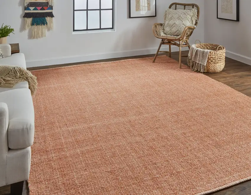 Orange Hand Woven Area Rug Photo 5