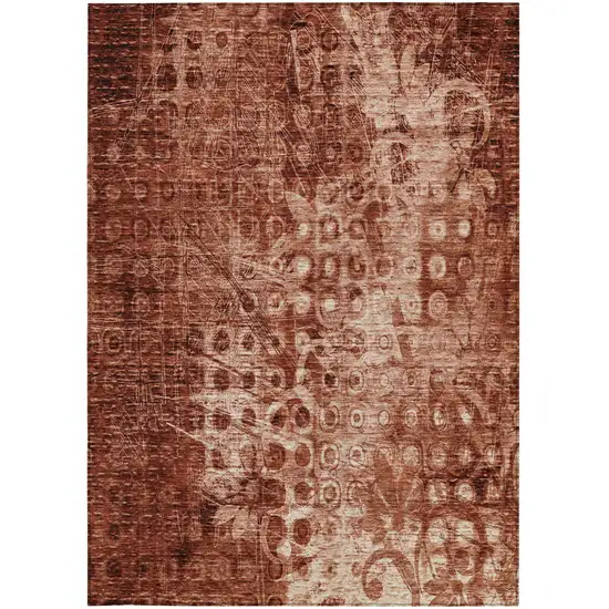 Orange Ikat Washable Non Skid Indoor Outdoor Area Rug Photo 6