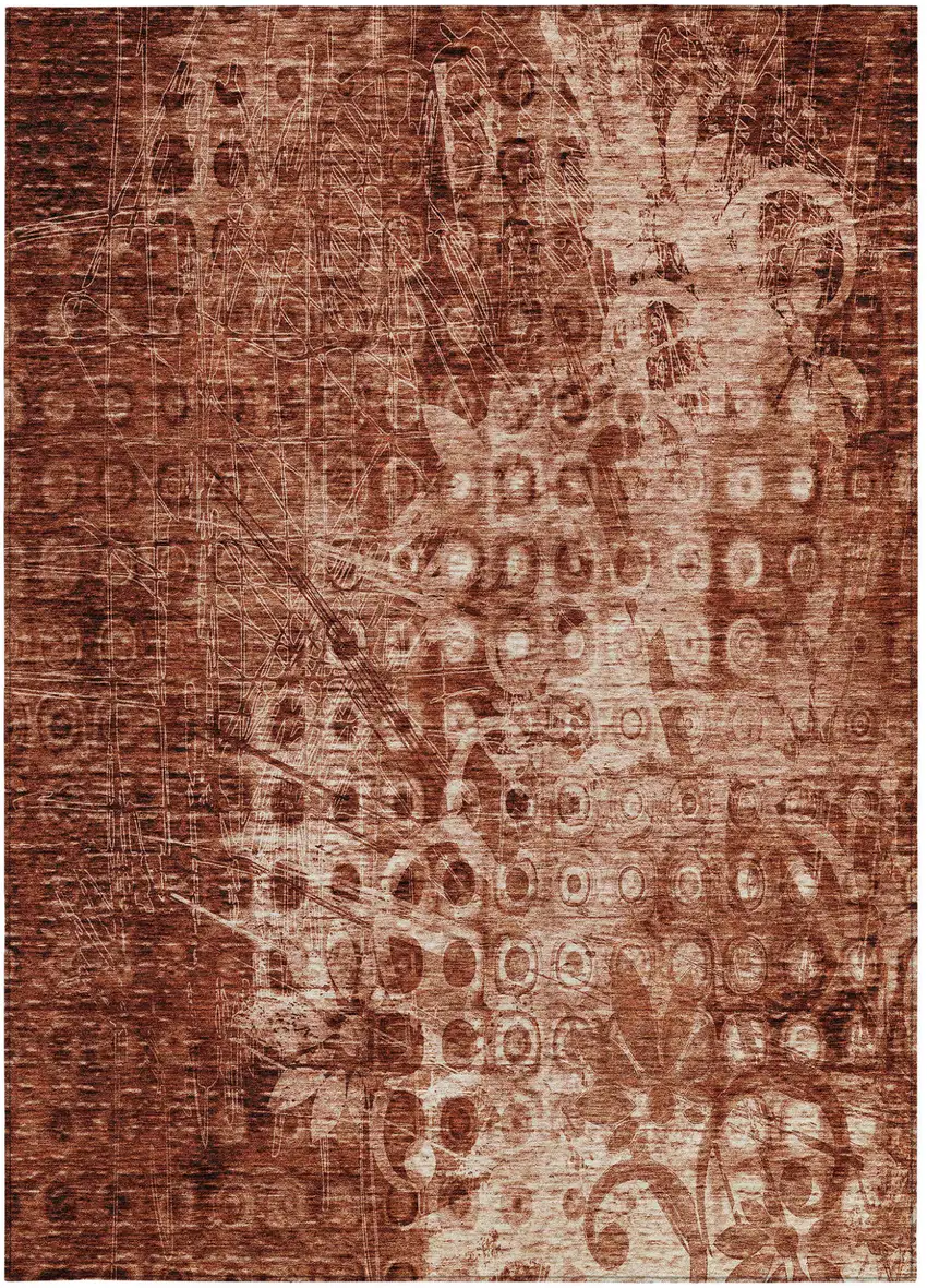 Orange Ikat Washable Non Skid Indoor Outdoor Area Rug Photo 6