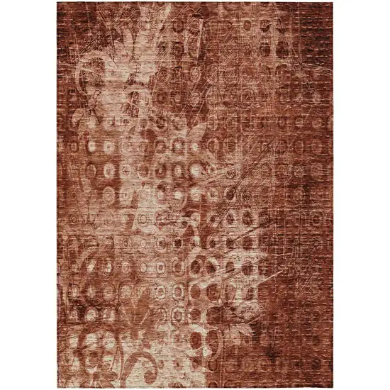 Orange Ikat Washable Non Skid Indoor Outdoor Area Rug Photo 2