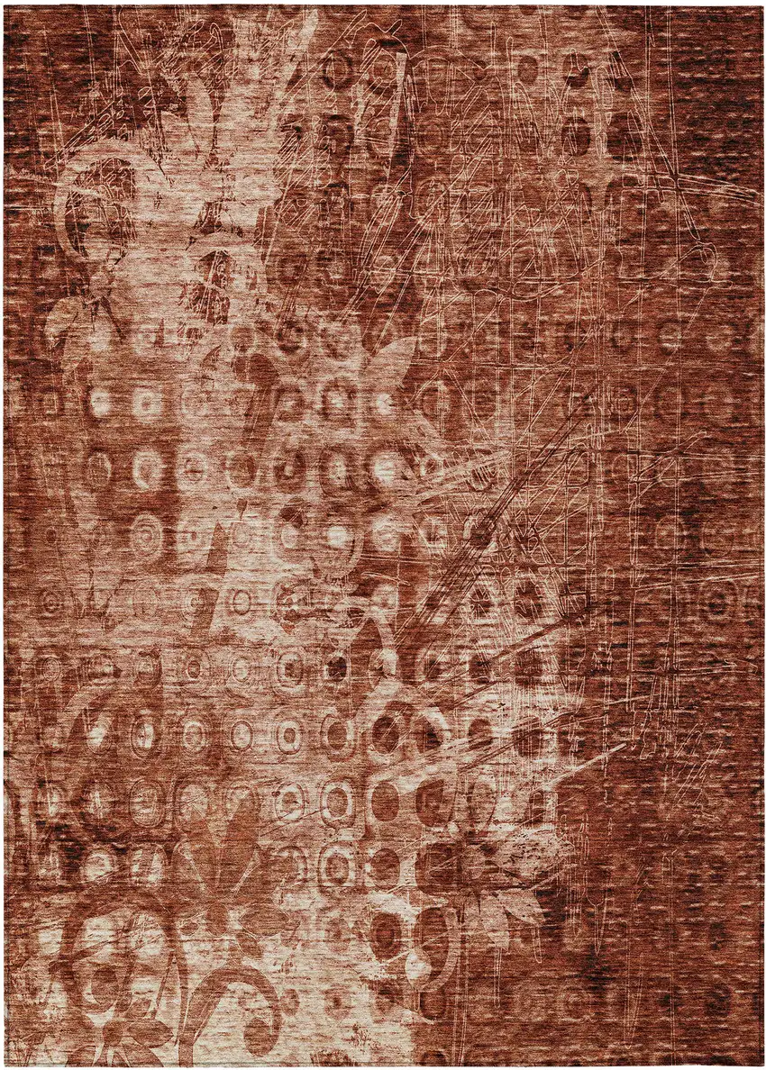 Orange Ikat Washable Non Skid Indoor Outdoor Area Rug Photo 2