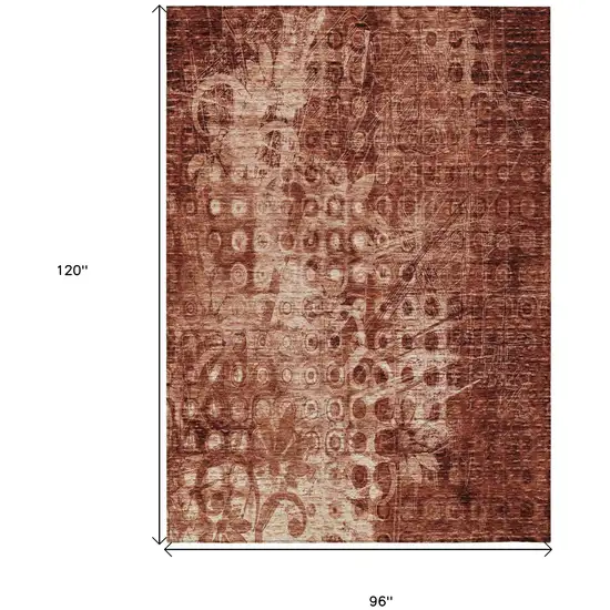 Orange Ikat Washable Non Skid Indoor Outdoor Area Rug Photo 3