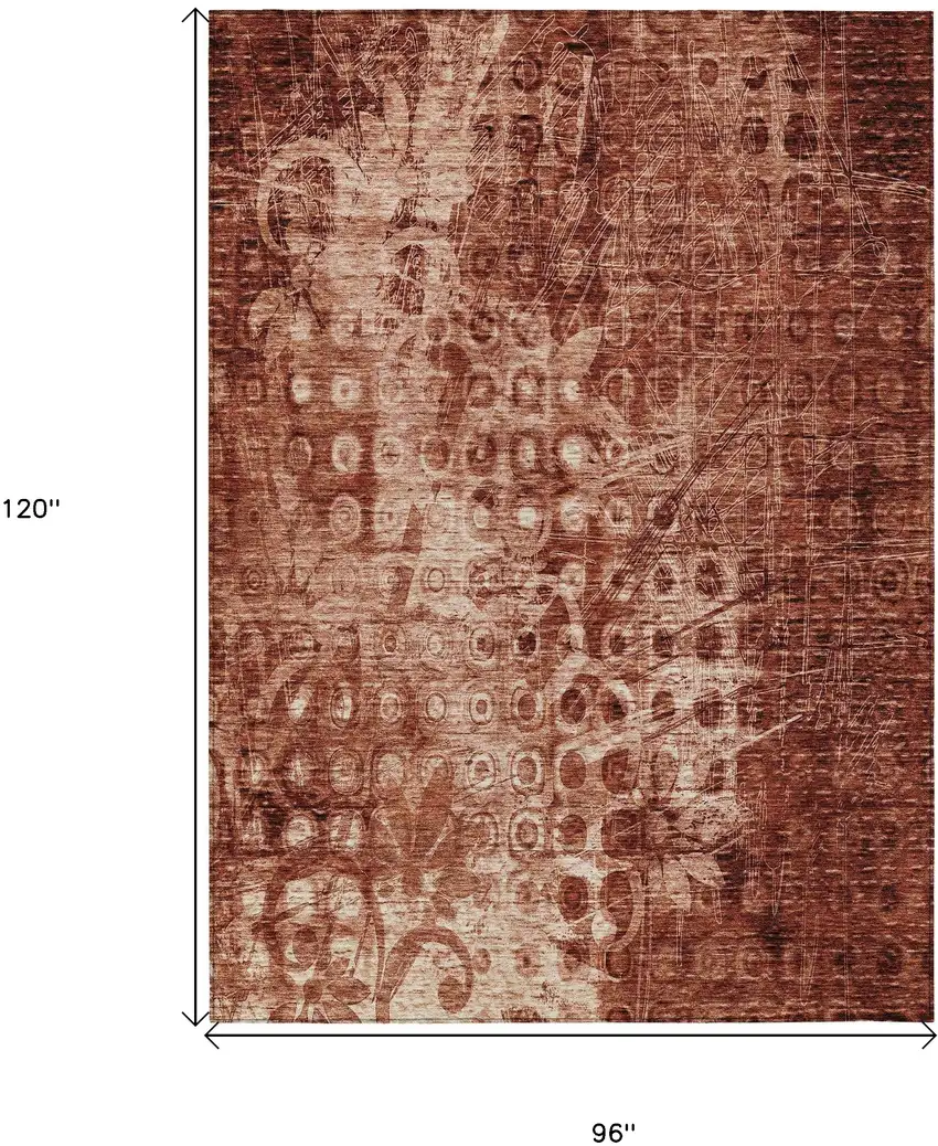 Orange Ikat Washable Non Skid Indoor Outdoor Area Rug Photo 3