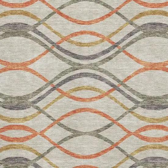 Orange Ivory And Gold Abstract Washable Area Rug With UV Protection Photo 3